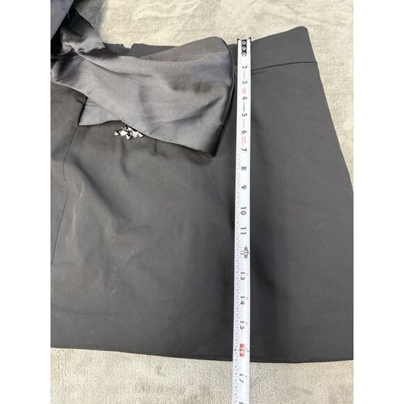 Zara Black Mini Skirt with Rhinestone Buckle & Satin Bow Detail Size L - Picture 11 of 14